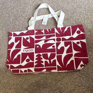Vuori Red & White Canvas Tote Bag. Holiday 2025 special bag! NWT